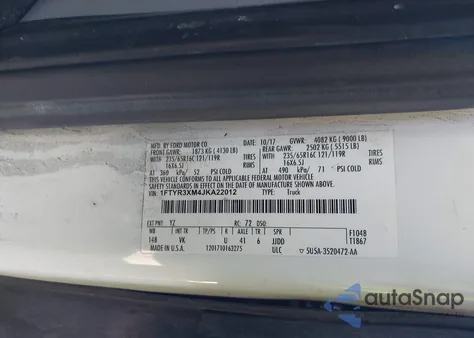 2018 Ford Transit-250 из США, поврежденный, VIN 1FTYR3XM4JKA22012